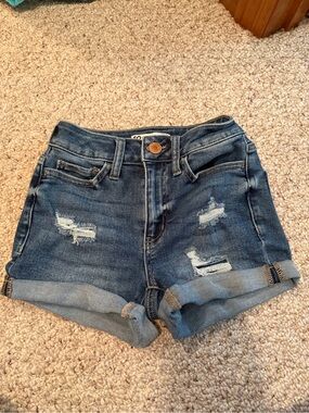 SO Distressed Rolled-Hem Denim Shorts - Blue